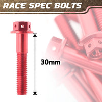 Red Aluminium Pre-drilled Flanged Hex Head Race Spec Bolt