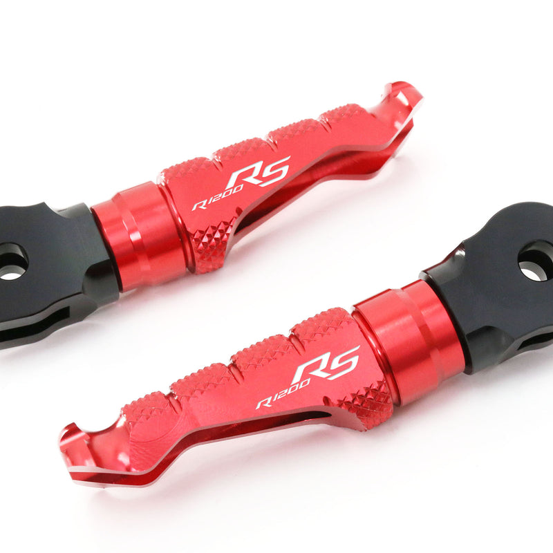 Fit BMW R1200RS 15-17 Engraved Logo R-FIGHT Front Red Foot Pegs - MC Motoparts