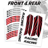 Red Motorcycle Front & Rear Wheel Rim Sticker Racing Stripes