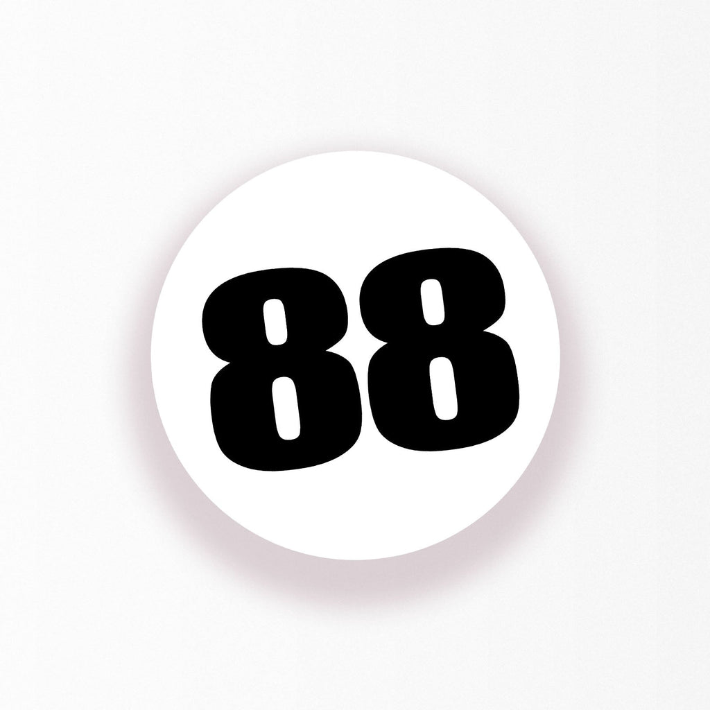 Racing Number Round Sticker or Magnet - Bold Italic Varsity Style Vinyl ...