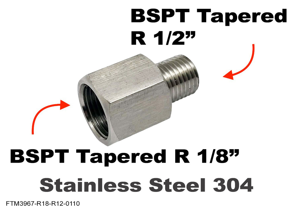 BSPT Tapered R 1/8 inch Female to R 1/2 inch Male Stainless Sensor ...