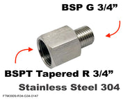 BSPT Tapered R 3/4 inch Female to BSP G 3/4 inch Male Stainless Sensor Adaptor Fittings