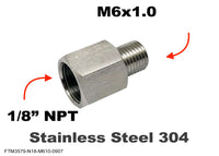1/8 inch NPT Female to M6x1.0 Male Stainless Sensor Adaptor Fittings Conversion