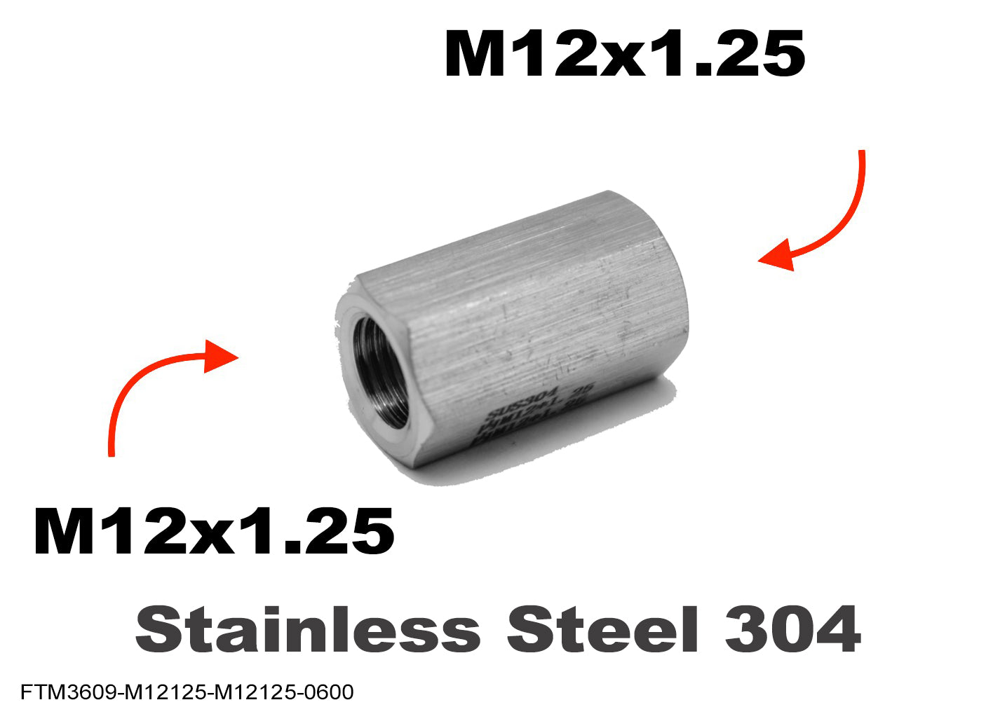 M12x1.25 Female to M12x1.25 Female Stainless Sensor Adaptor Fittings Conversion