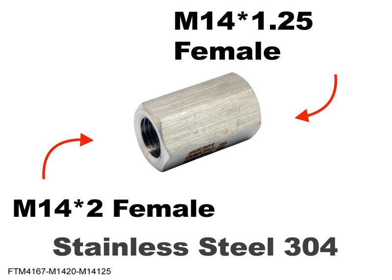 M14*2 FEMALE to M14*1.25 FEMALE Stainless Sensor Adaptor Fittings Conversion