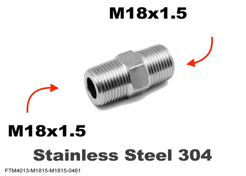 M18x1.5 Male to M18x1.5 Male Stainless Sensor Adaptor Fittings Conversion