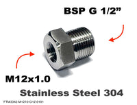 M12x1.0 Female to BSP G 1/2 inch Male Stainless Sensor Adaptor Fittings Conversion