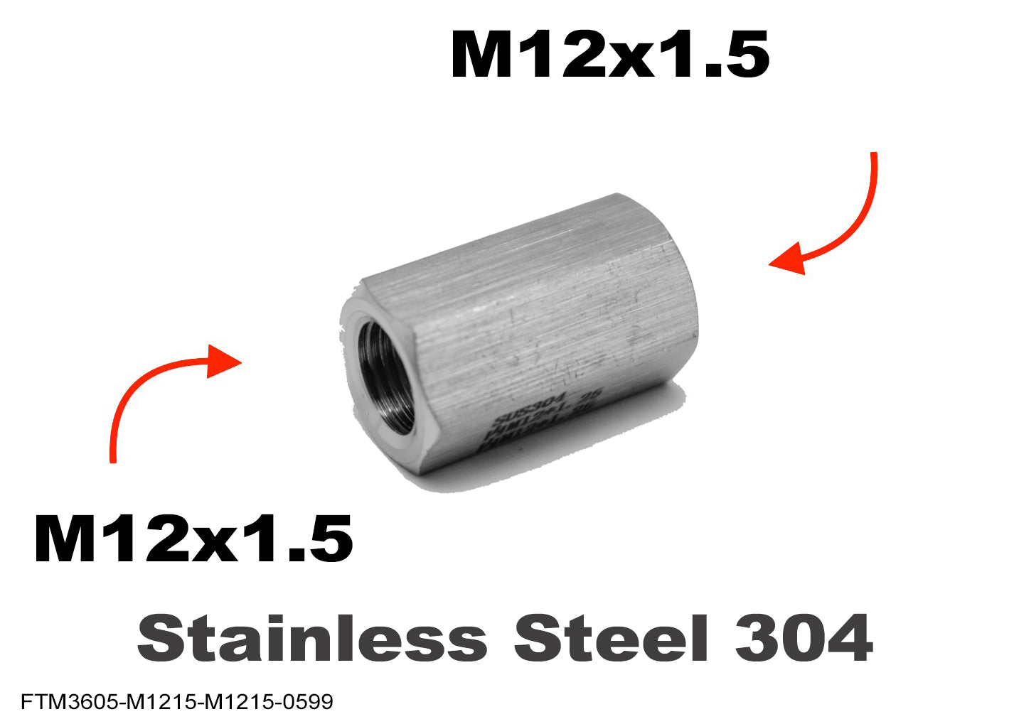 M12x1.5 Female to M12x1.5 Female Stainless Sensor Adaptor Fittings