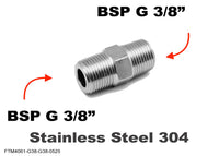 BSP G 3/8 inch Male to BSP G 3/8 inch Male Stainless Sensor Adaptor Fittings Conversion