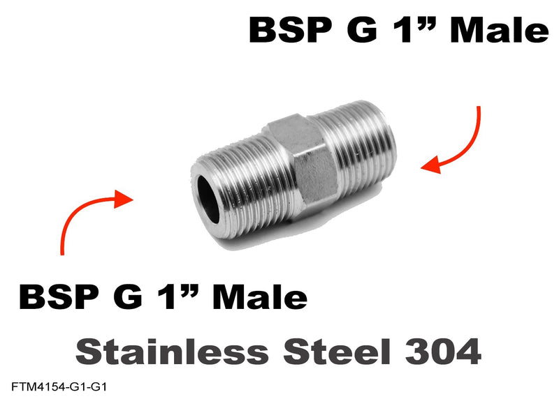 BSP G 1 inch MALE to BSP G 1 inch MALE Stainless Sensor Adaptor Fittings Conversion