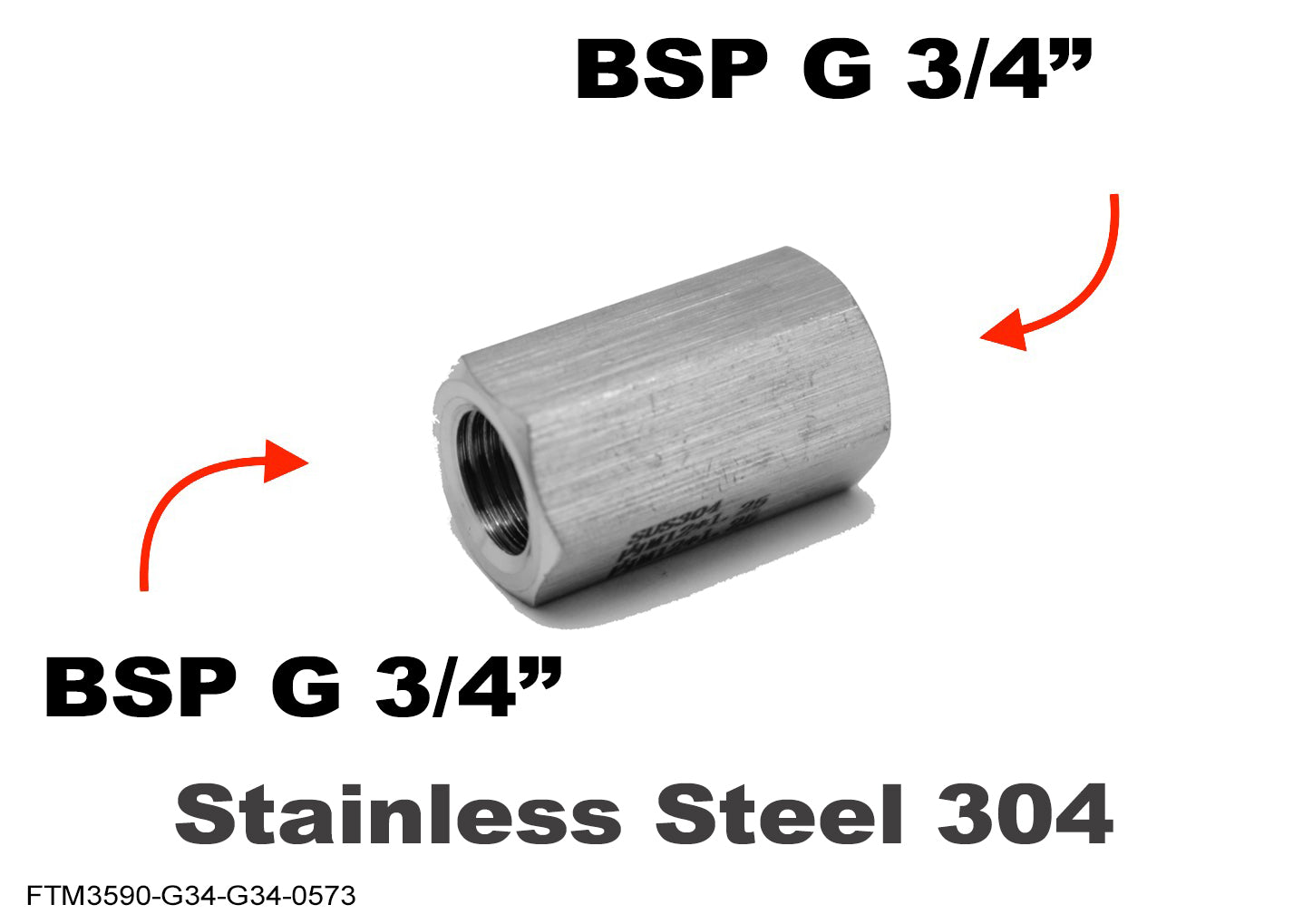 BSP G 3/4 inch Female to G 3/4 inch Female Stainless Sensor Adaptor Fittings Conversion