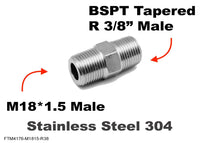 M18*1.5 MALE to BSPT Tapered R 3/8 inch MALE Stainless Sensor Adaptor Fittings
