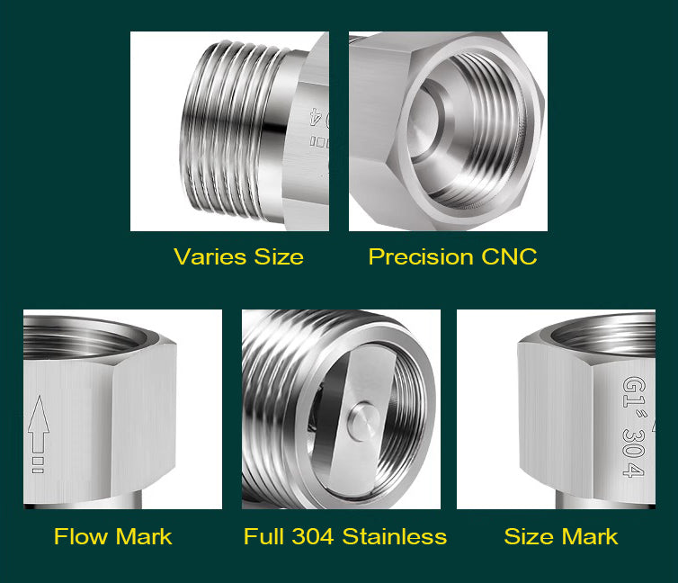 One Way Valve Direction BSP 1/2 inch Male to Male Stainless Steel Fittings Adaptor