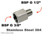 BSP G 3/8 inch Female to BSP G 1/2 inch Male Stainless Sensor Adaptor Fitting Conversion