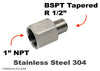 1 inch NPT Female to BSPT Tapered R 1/2 inch Male Stainless Sensor Adaptor Fittings