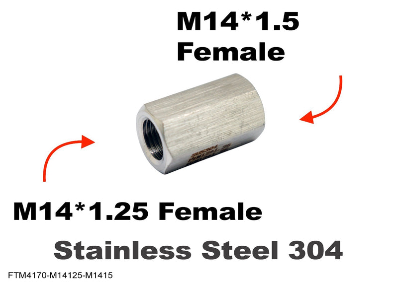 M14*1.25 FEMALE to M14*1.5 FEMALE Stainless Sensor Adaptor Fittings Conversion
