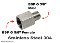 BSP G 5/8 inch FEMALE to BSP G 3/8 inch MALE Stainless Sensor Adaptor Fitting Conversion