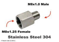M8x1.25 Female to M8x1.0 Male Stainless Sensor Adaptor Fittings Conversion