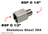 BSP G 1/2 inch Female to BSP G 1/8 inch Male Stainless Sensor Adaptor Fitting Conversion
