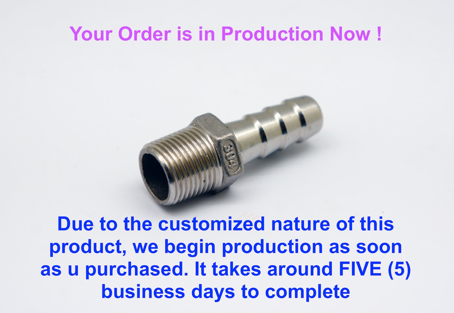 M10x1.0 Male to BARB OD 10mm / 0.4 inch Stainless Tail Adaptor Hose Connector