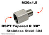 BSPT Tapered R 3/8 inch Female to M20x1.5 Male Stainless Sensor Adaptor Fittings