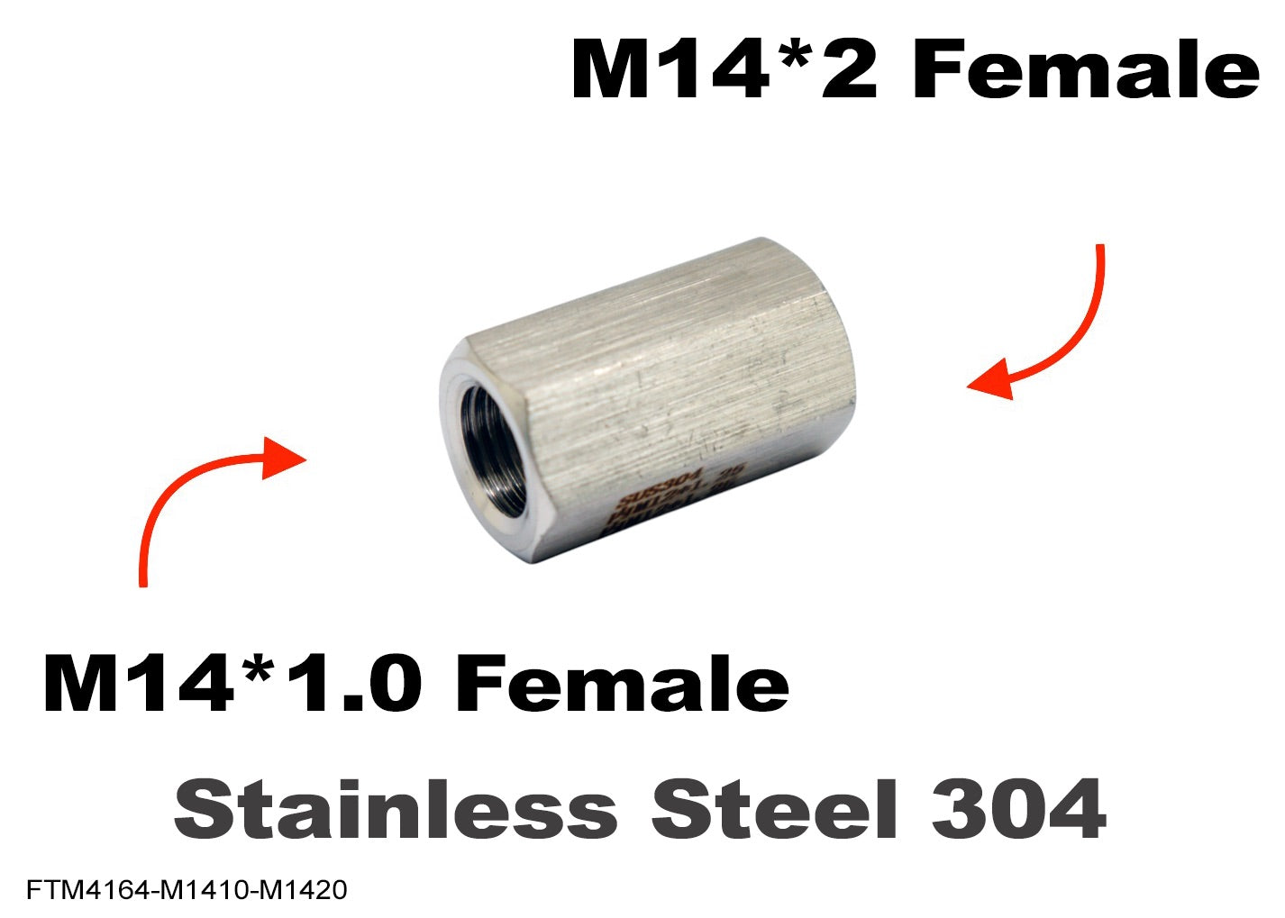 M14*1.0 FEMALE to M14*2 FEMALE Stainless Sensor Adaptor Fittings
