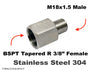 BSPT Tapered R 3/8 inch Female to M18x1.5 Male Stainless Adaptor Fittings Conversion