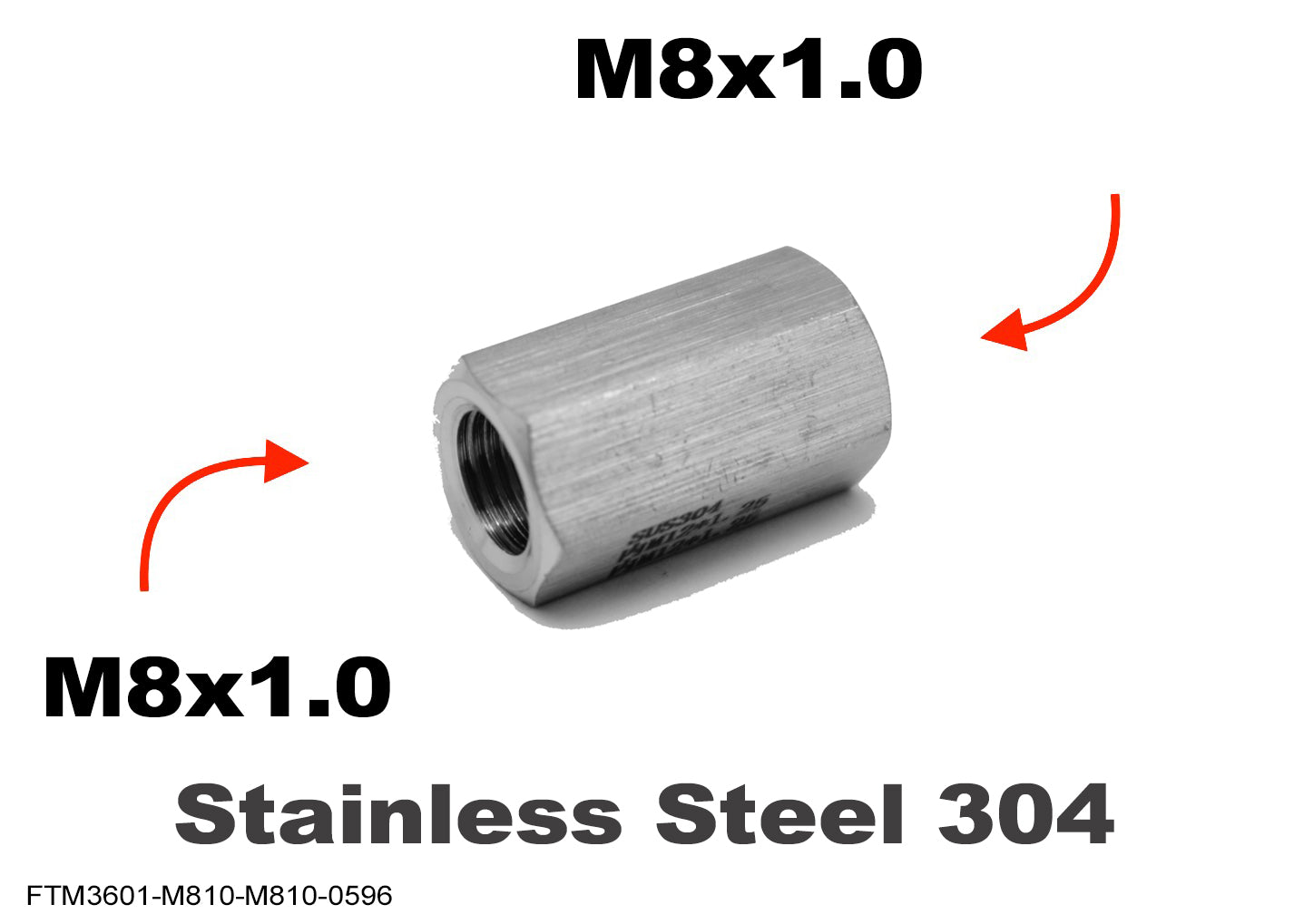 M8x1.0 Female to M8x1.0 Female Stainless Sensor Adaptor Fittings Conversion