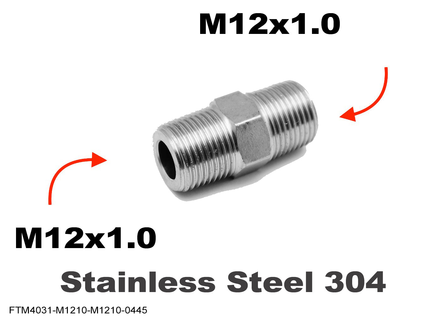 M12x1.0 Male to M12x1.0 Male Stainless Sensor Adaptor Fittings Conversion