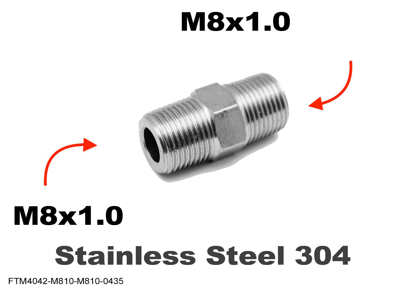 M8x1.0 Male to M8x1.0 Male Stainless Sensor Adaptor Fittings Conversion