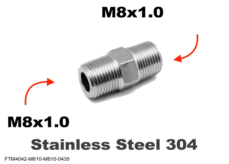 M8x1.0 Male to M8x1.0 Male Stainless Sensor Adaptor Fittings Conversion