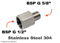 BSP G 1/2 inch Female to BSP G 5/8 inch Male Stainless Sensor Adaptor Fitting Conversion