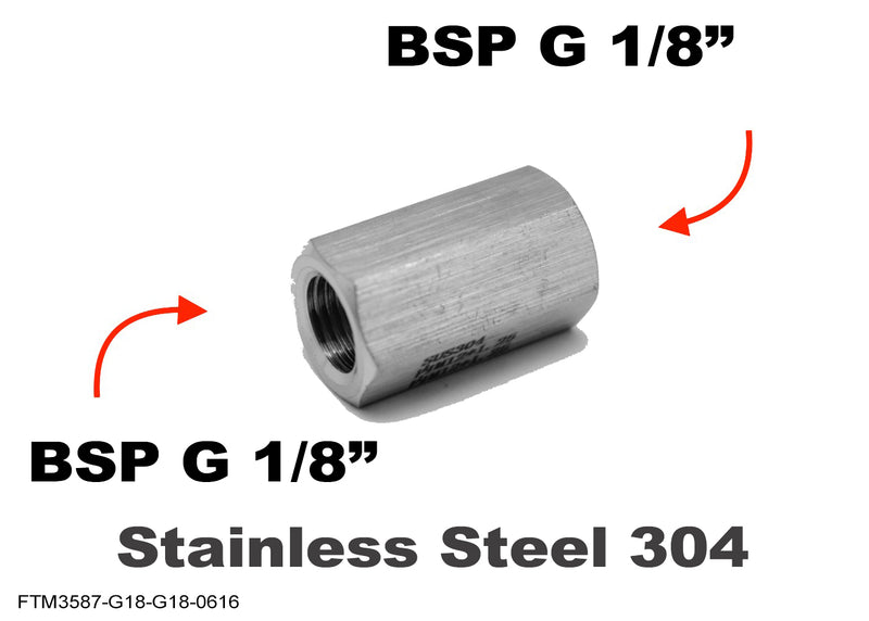 BSP G 1/8 inch Female to G 1/8 inch Female Stainless Sensor Adaptor Fittings Conversion