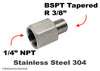 1/4 inch NPT Female to BSPT Tapered R 3/8 inch Male Stainless Sensor Adaptor Fittings