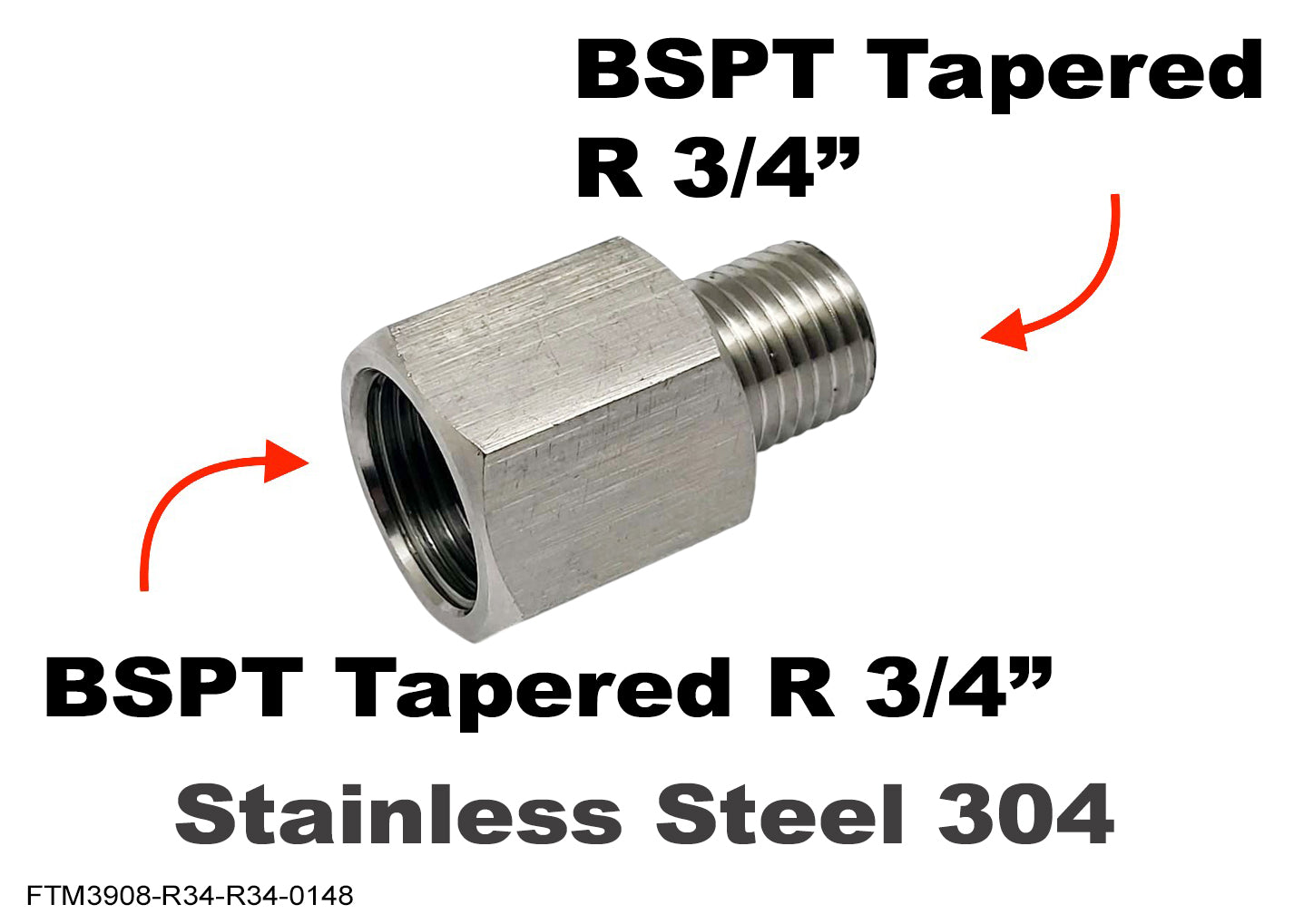 BSPT Tapered R 3/4 inch Female to R 3/4 inch Male Stainless Sensor Adaptor Fittings