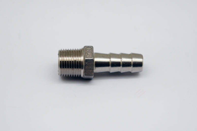 BSPT Tapered R 3/8 inch Male to BARB OD 10mm / 0.4 inch Stainless Tail Adaptor Hose
