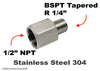 1/2 inch NPT Female to BSPT Tapered R 1/4 inch Male Stainless Sensor Adaptor Fittings