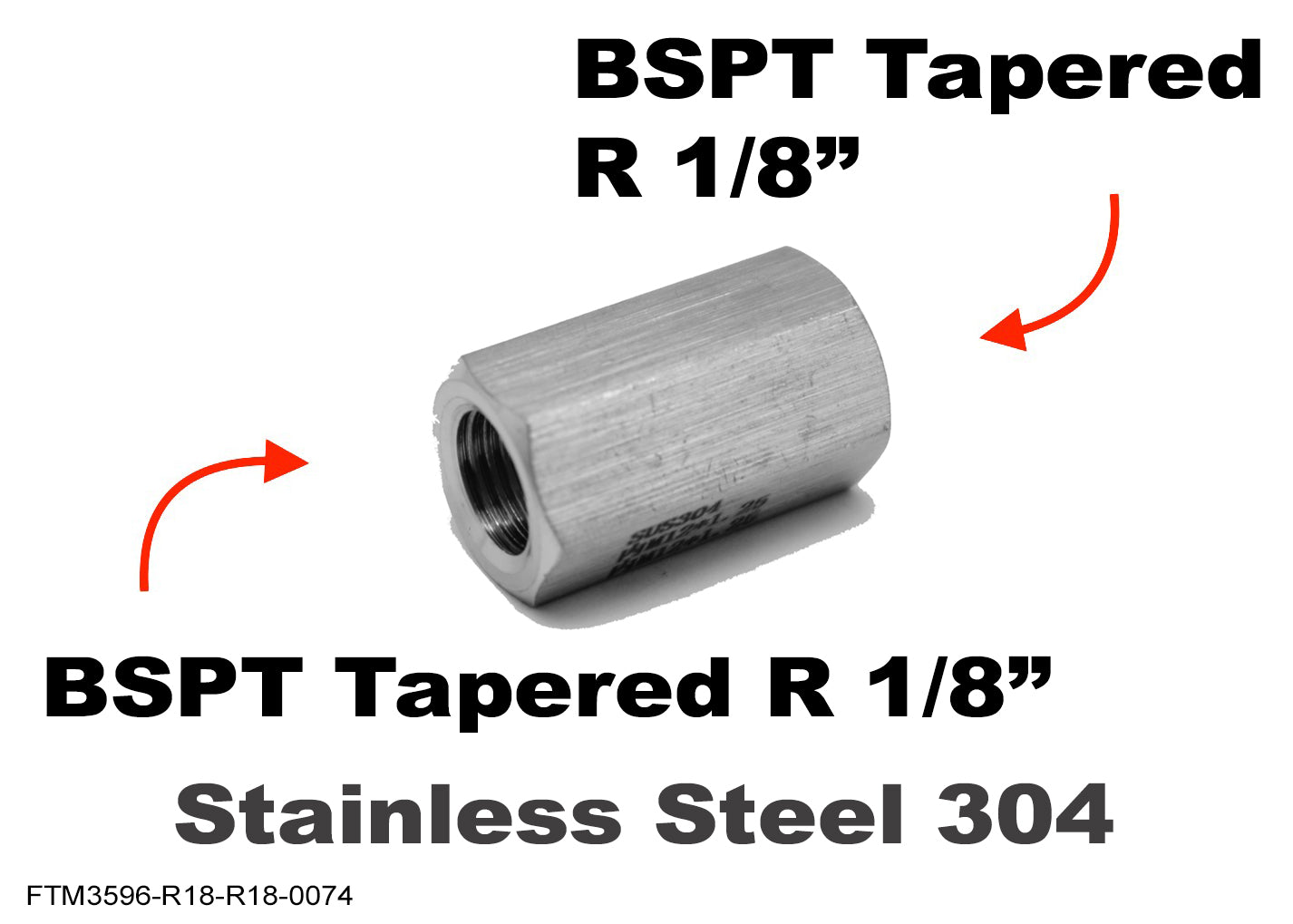 BSPT Tapered R 1/8 inch Female to R 1/8 inch Female Stainless Sensor Adaptor Fittings