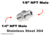 1/4 inch NPT Male to 1/8 inch NPT Male Stainless Sensor Adaptor Fittings Conversion