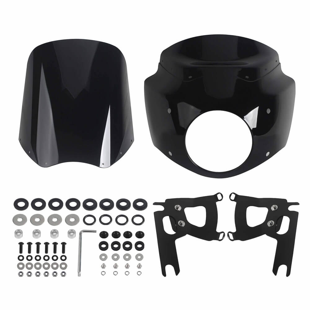 2017-2025 Harley Road King Special Classic Custom FLHR FLHRXS FLHRC FLHRS Headlight Fairing w/ Windshield Club Style Front Fairing - pazoma