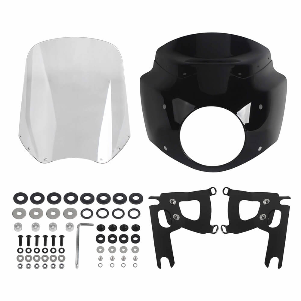 2017-2025 Harley Road King Special Classic Custom FLHR FLHRXS FLHRC FLHRS Headlight Fairing w/ Windshield Club Style Front Fairing - pazoma