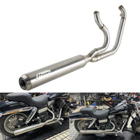 2 into 1 Full Length Exhaust System Stainless Steel Muffler For Harley Dyna Fat Bob FXDF Low Rider FXDL S Street Bob FXDB FXD 2006-2017 - pazoma