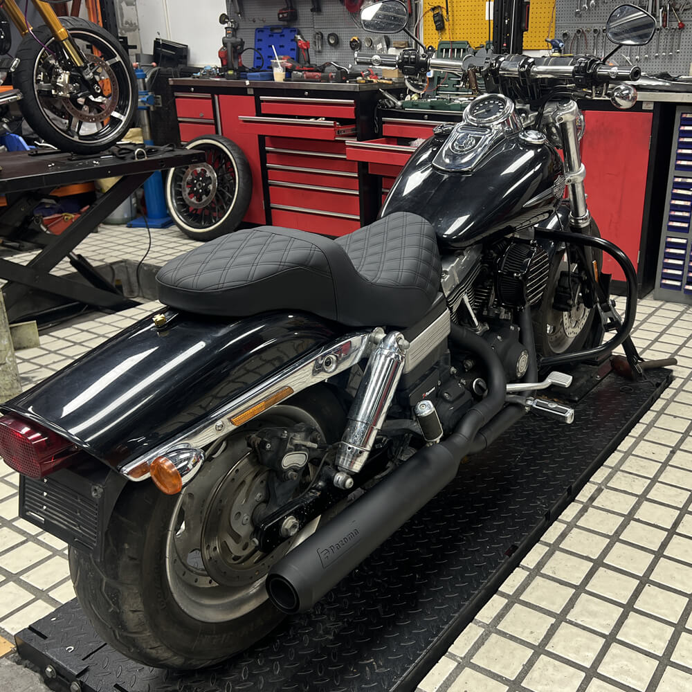 2 into 1 Full Length Exhaust System Stainless Steel Muffler For Harley Dyna Fat Bob FXDF Low Rider FXDL S Street Bob FXDB FXD 2006-2017 - pazoma