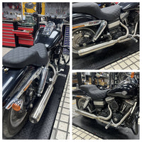 2 into 1 Full Length Exhaust System Stainless Steel Muffler For Harley Dyna Fat Bob FXDF Low Rider FXDL S Street Bob FXDB FXD 2006-2017 - pazoma