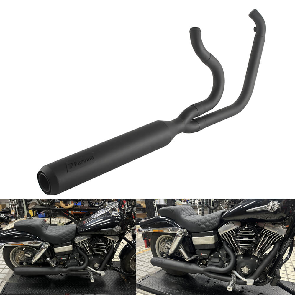 2 into 1 Full Length Exhaust System Stainless Steel Muffler For Harley Dyna Fat Bob FXDF Low Rider FXDL S Street Bob FXDB FXD 2006-2017 - pazoma