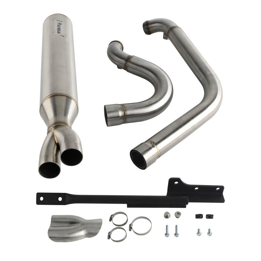 2 into 1 Full Length Exhaust System Stainless Steel Muffler For Harley Dyna Fat Bob FXDF Low Rider FXDL S Street Bob FXDB FXD 2006-2017 - pazoma