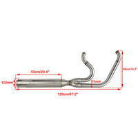 2 into 1 Full Length Exhaust System Stainless Steel Muffler For Harley Dyna Fat Bob FXDF Low Rider FXDL S Street Bob FXDB FXD 2006-2017 - pazoma