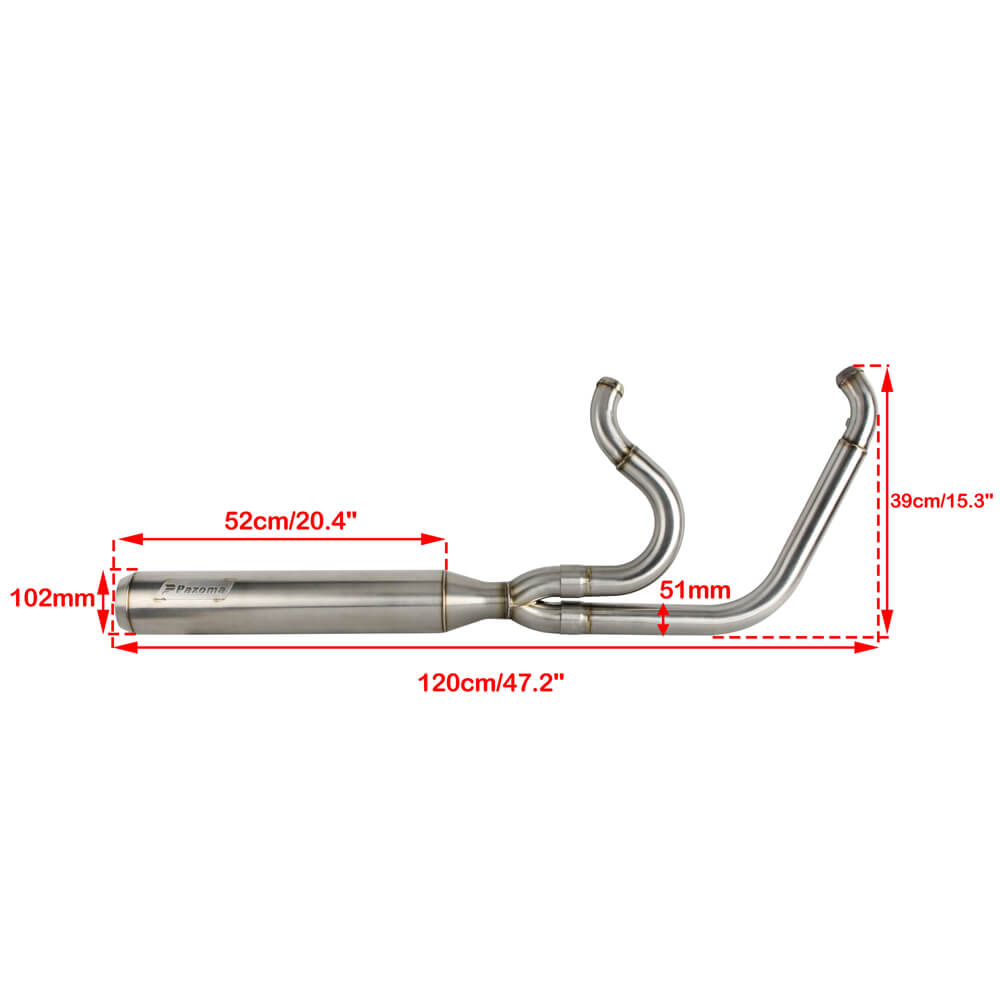 2 into 1 Full Length Exhaust System Stainless Steel Muffler For Harley Dyna Fat Bob FXDF Low Rider FXDL S Street Bob FXDB FXD 2006-2017 - pazoma