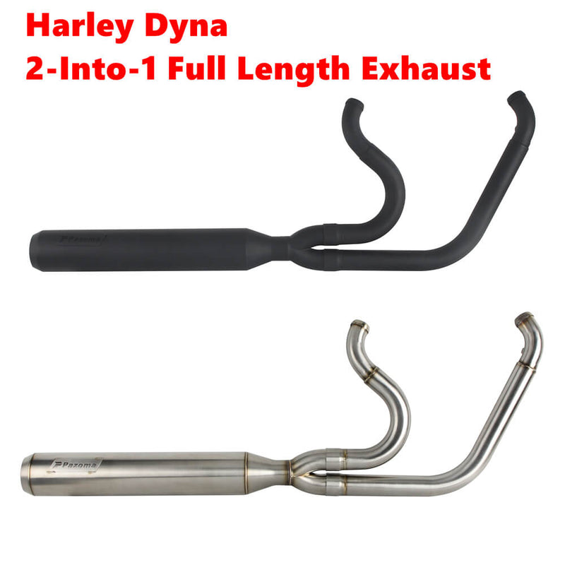 2 into 1 Full Length Exhaust System Stainless Steel Muffler For Harley Dyna Fat Bob FXDF Low Rider FXDL S Street Bob FXDB FXD 2006-2017 - pazoma