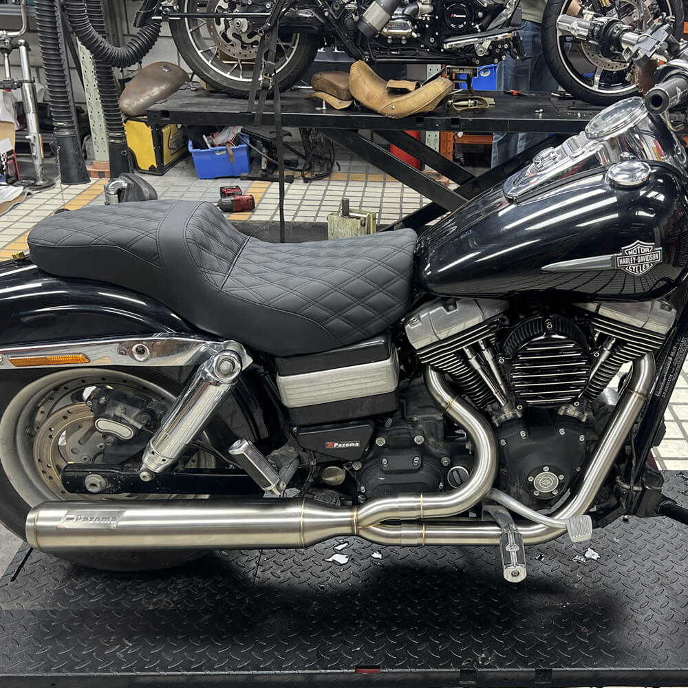 2 into 1 Full Length Exhaust System Stainless Steel Muffler For Harley Dyna Fat Bob FXDF Low Rider FXDL S Street Bob FXDB FXD 2006-2017 - pazoma